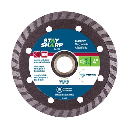 Stay Sharp 4 in. Turbo Rim Concrete Bronze Diamond Blade - Recyclable 2118002